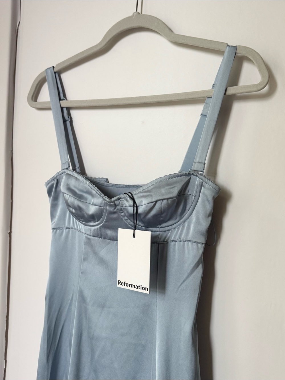 NWT Reformation Britney Satin Maxi Dress Blue 0 - Picture 7 of 15